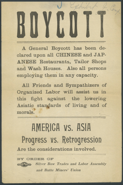 Anti-Asian Boycott Handbill