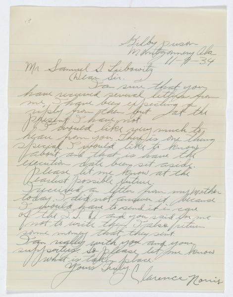 Clarence Norris Letter to his Attorney