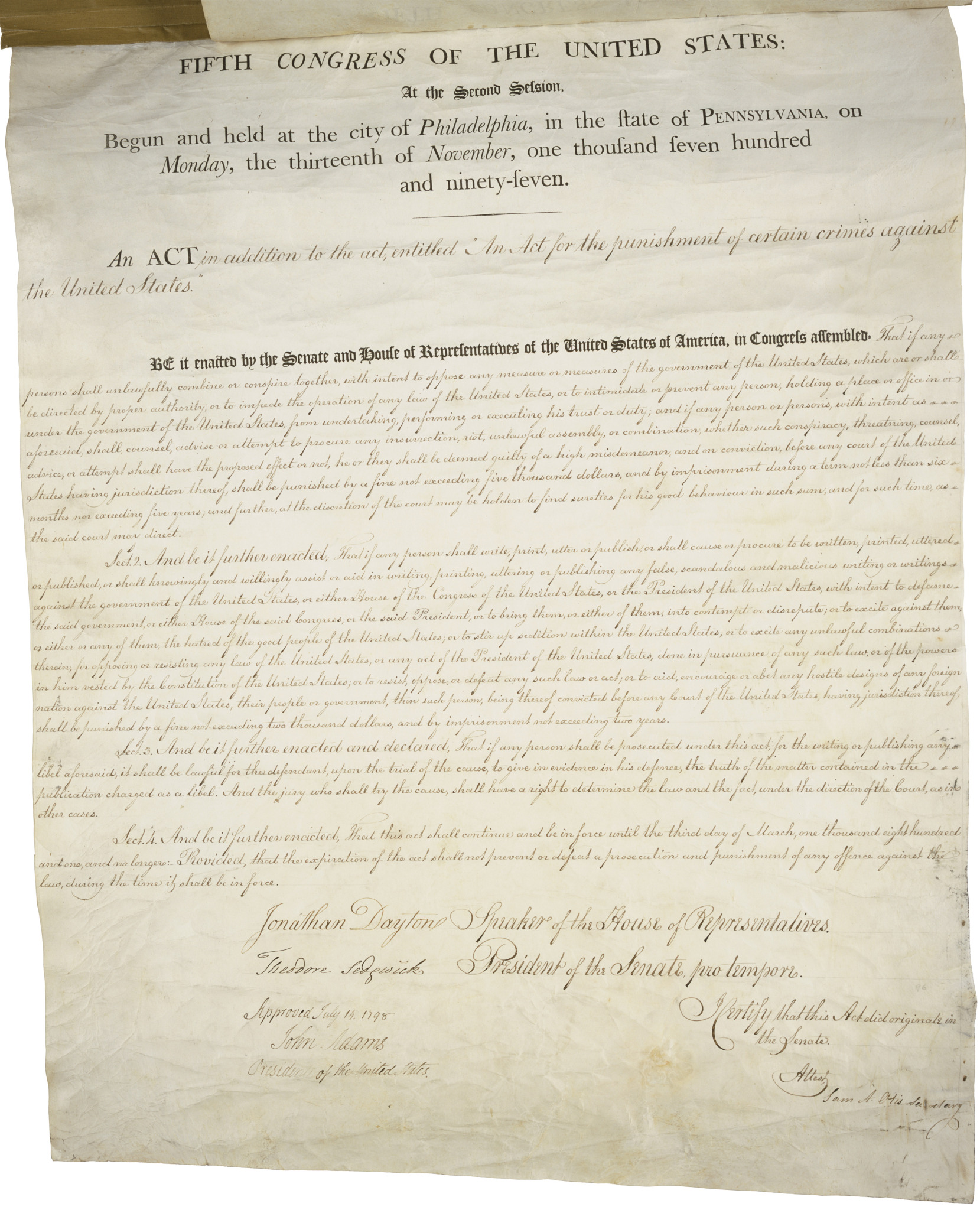 The Sedition Act 1798 Records Of Rights